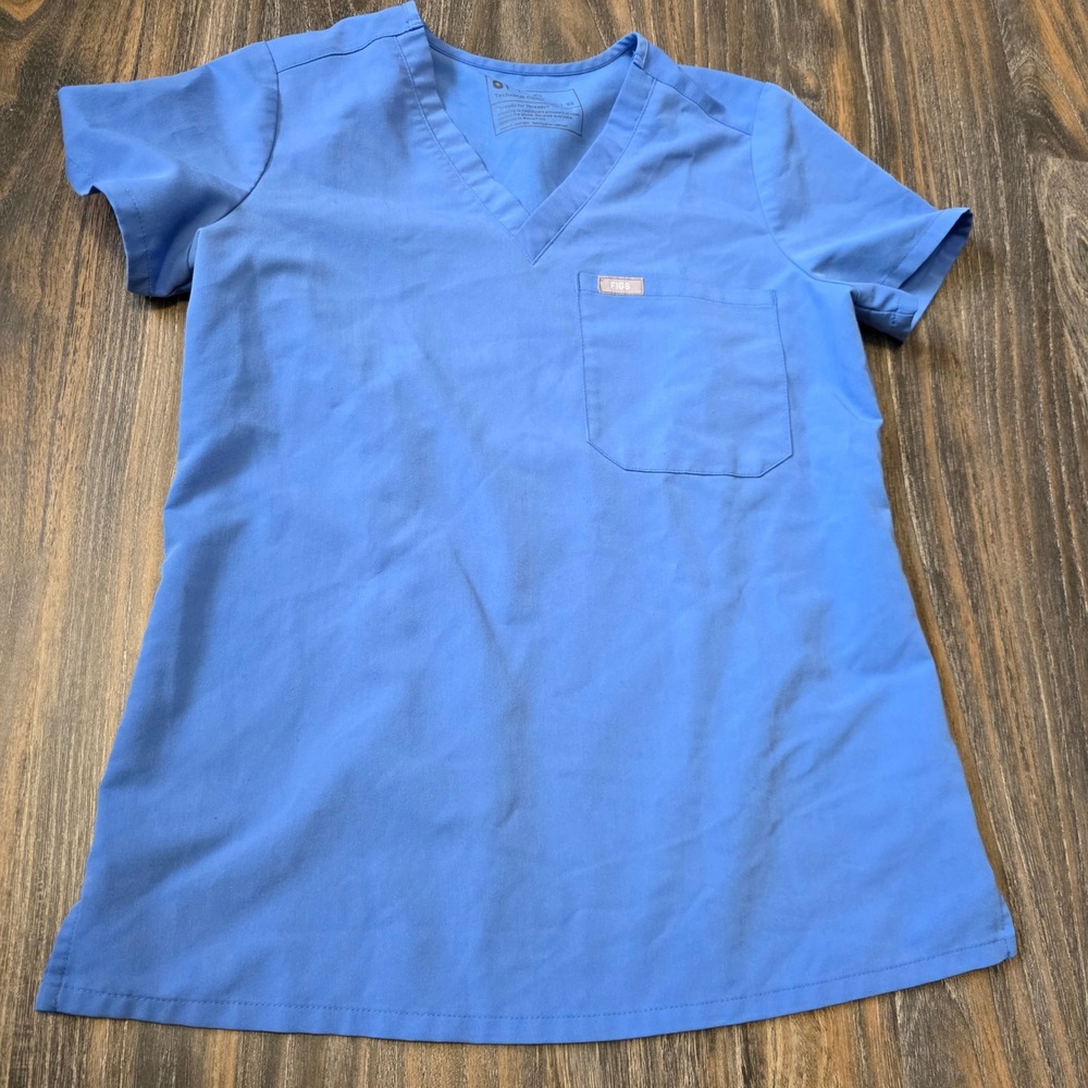 FIGS Catarina One Pocket Scrub Top Blue V-Neck Technical Collection XS FW1000